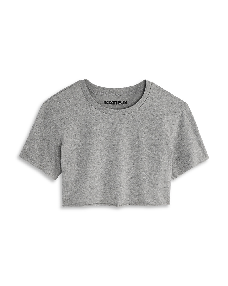 Shop Katiejnyc Girls' Tristan Cropped Tee - Big Kid In Hthr Grey