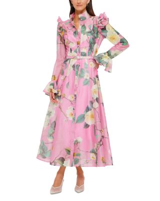 knee length dresses for ladies Leo Lin Katrina Butterfly Sleeve Midi Dress - Pear Blossom Print