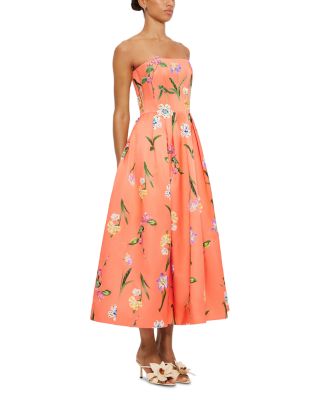 knee length dresses for ladies Leo Lin Rose Bustier Midi Dress in Cascade Print – Coco & Lola main image 0