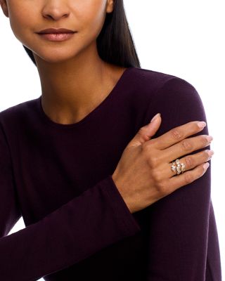 14K Yellow Gold White Topaz Multishape Bypass Ring