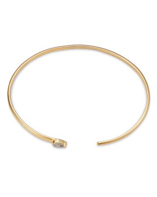 14K Yellow Gold Pear Cut Diamond Tapered Open Cuff Bracelet, 0.18 tcw