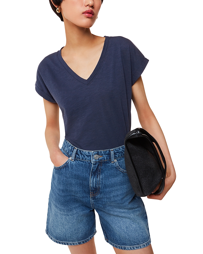 Whistles Willa V Neck Cap Sleeve Tee