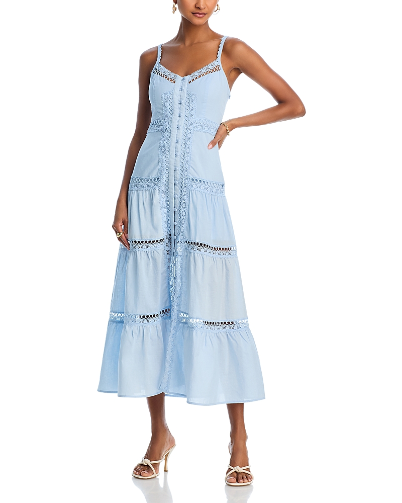 AQUA LACE INSET MIDI DRESS - EXCLUSIVE