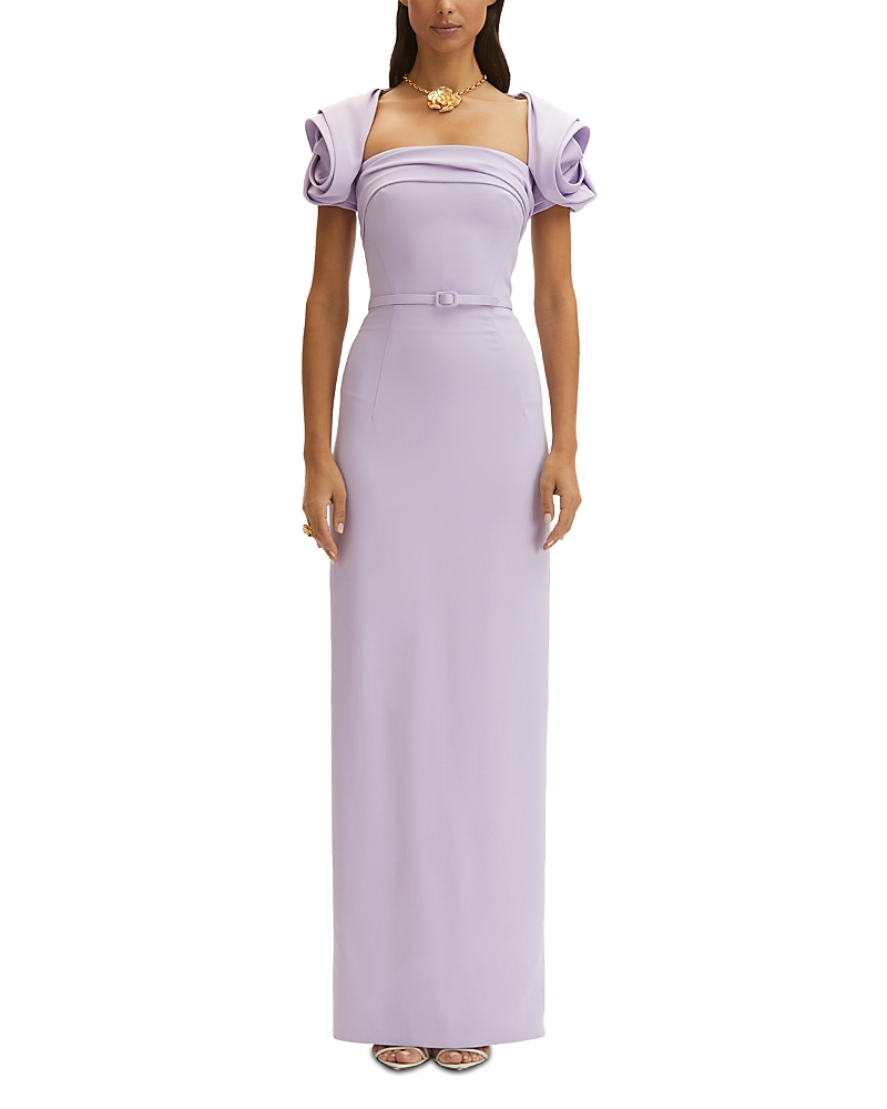 Oscar De La Renta Stretch-cady Column Gown In Thistle