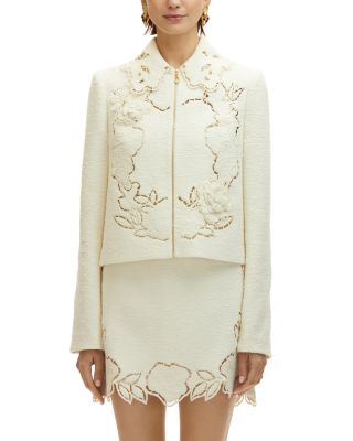 Oscar de la Renta - Floral Detail Tweed Jacket