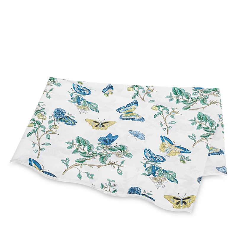 Matouk Baudin Butterfly Percale Flat Sheet, Full/queen In Prussian Blue
