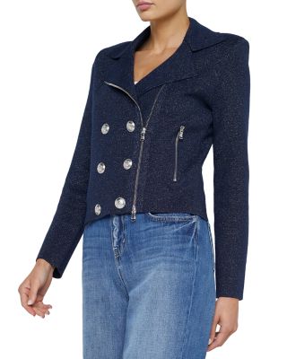 Chia Metallic Knit Biker Jacket