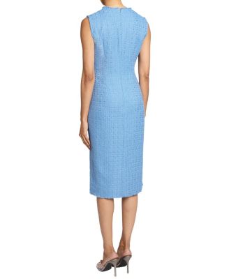 CAMI Sleeveless Luxury Tweed Sheath Dress with Skirt Ruffle