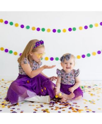 Girls' Mardi Gras Short Sleeve Tutu Bodysuit - Baby