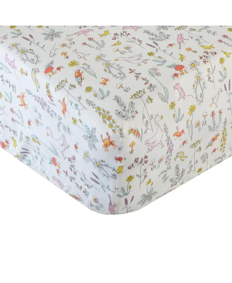 Coco & Wolf Liberty Fabric Theo Pink Print Fitted Sheet, Crib In Theo Pink