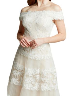  Adriane Floral Embroidered Tea-Length Dress