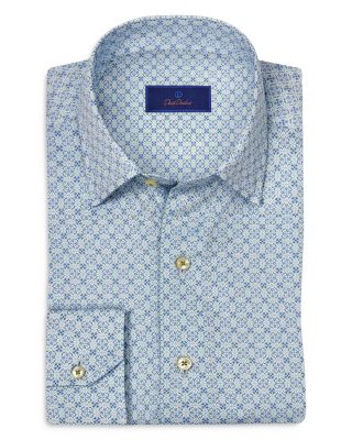 David Donahue - Regular Fit Geometric Print Sport Shirt