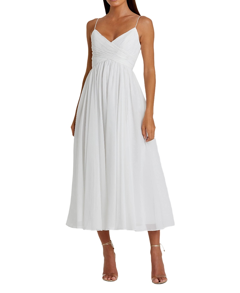 Mac Duggal Sequin Sleeveless Bodycon Midi Dress In White