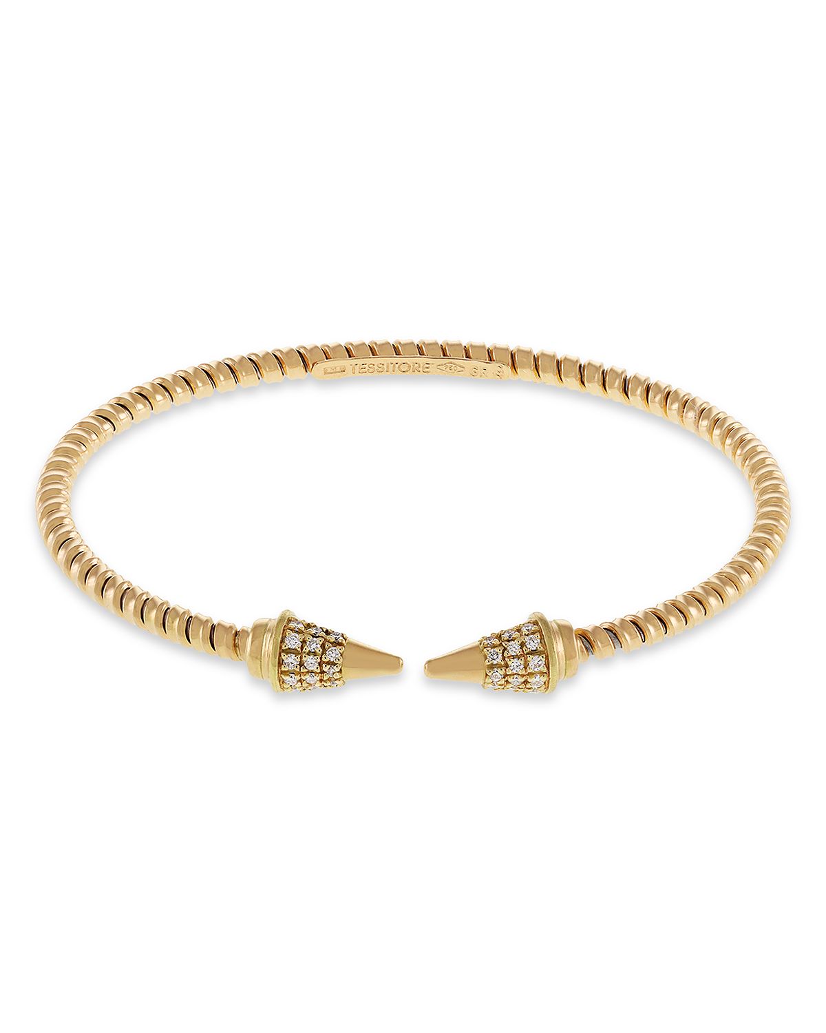 Alberto Milani 18K Yellow Gold Via Mercanti Tubogas Diamond Cone Bangle Bracelet