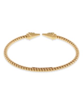 18K Yellow Gold Via Mercanti Tubogas Diamond Cone Bangle Bracelet