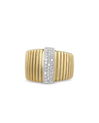18K Yellow Gold Via Mercanti Tubogas Diamond Pav&eacute; Wide Band Ring