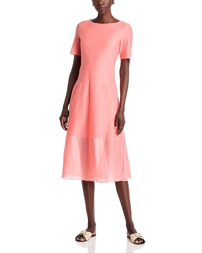 Shop Misook A Line Textured Midi Dress In Ocean Coral