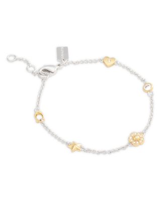 COACH - Signature Tea Rose Heart Flex Bracelet in Two Tone
