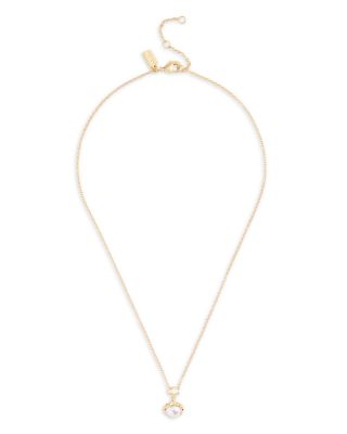 Signature Imitation Pearl Orb Pendant Necklace, 16"
