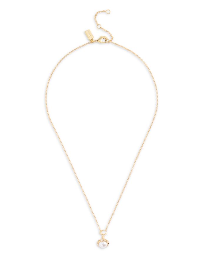 Signature Imitation Pearl Orb Pendant Necklace, 16"