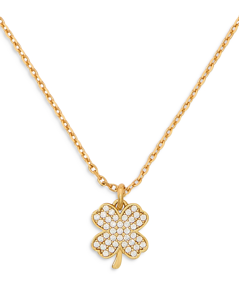 Kate Spade New York Pave Clover Pendant Necklace In Gold Tone, 16-19 In Gold