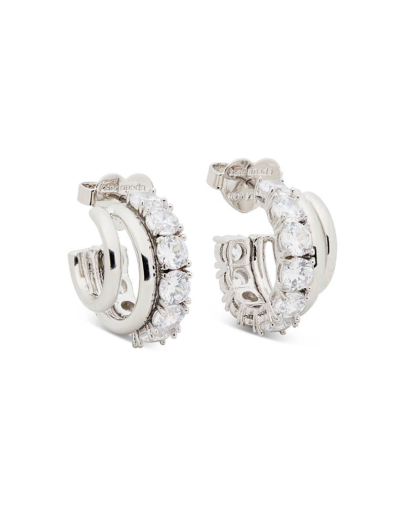 Kate Spade New York Hint Of Shimmer Stacked Huggies Earrings In Silver