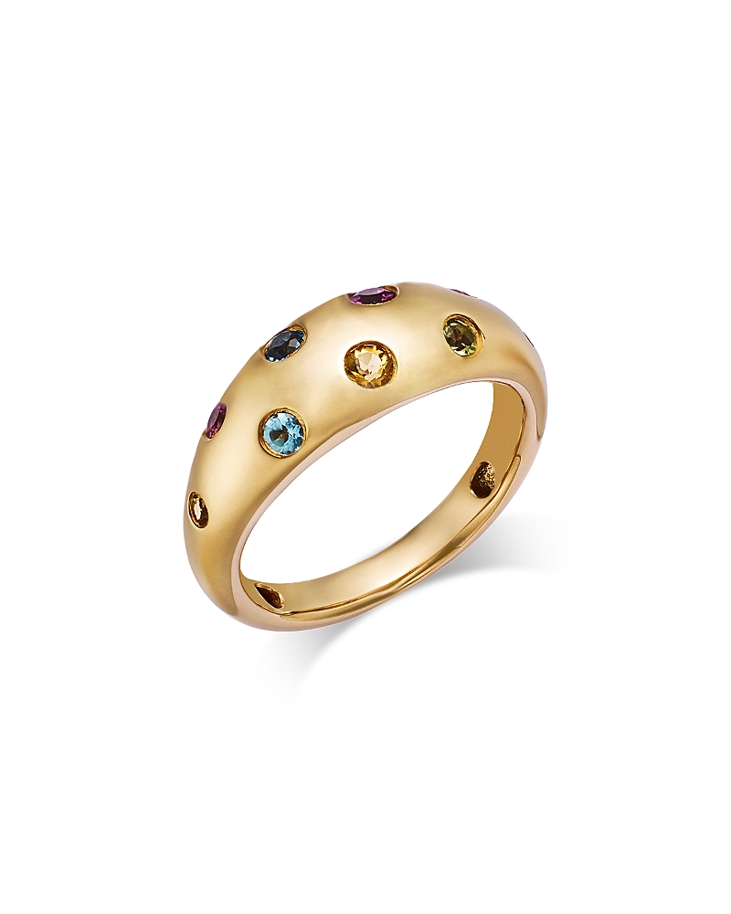 Moon & Meadow 14k Gold Multi Gemstone Dome Band Ring In Gold
