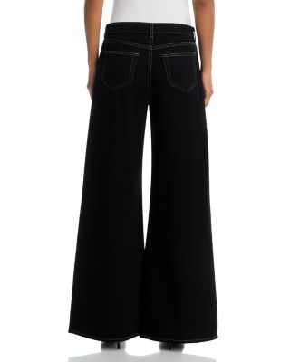 Beau High Rise T Seam Wide Leg Jeans in Noir 