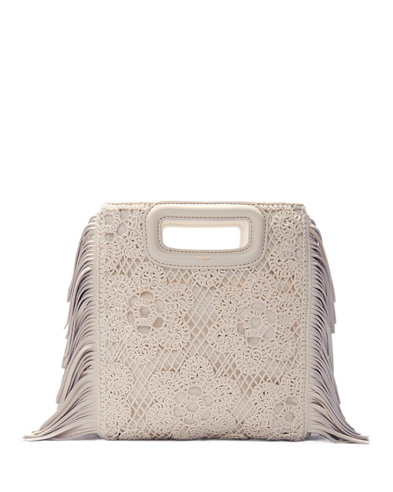 Maje Crochet Knit Bag In Ecru