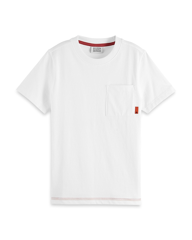 Scotch & Soda Boys' Regular Fit Classic Pocket Tee - Little Kid, Big Kid In White