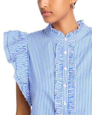 Stripe Poplin Ruffle Top - Exclusive