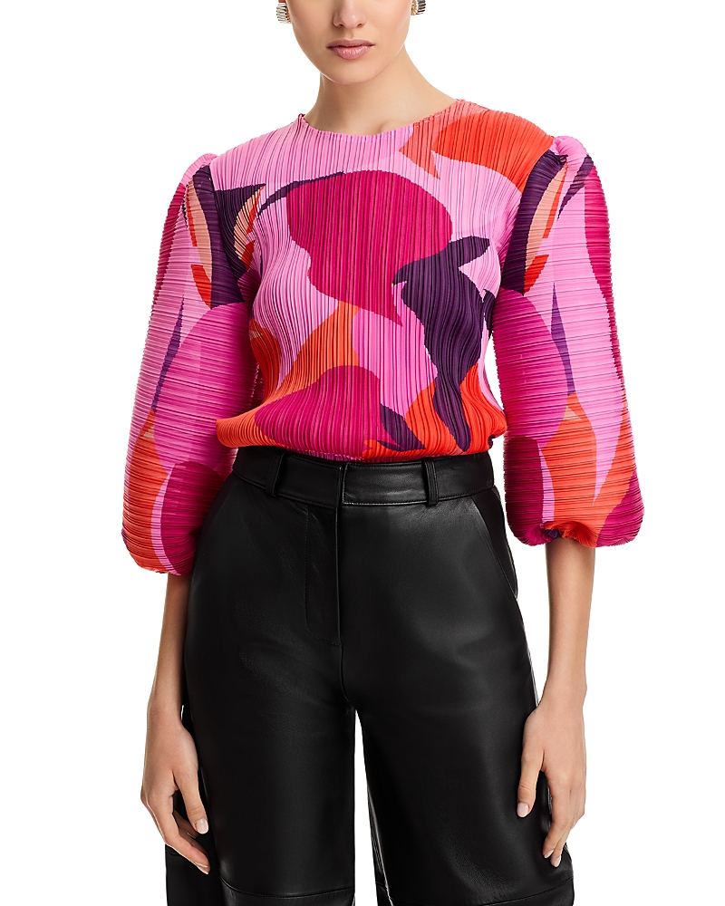 Nancy Yang Crinkled Bubble Sleeve Top