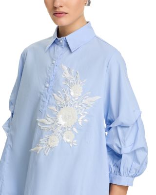 Beaded Puffed Sleeve Top