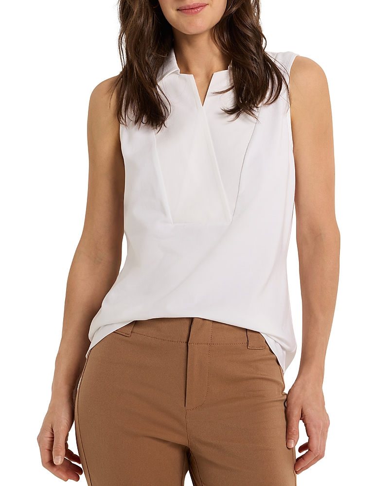 Nic + Zoe Nic+zoe Easy Collar Mixed Media Tank In Paper White