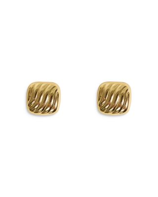 Argento Vivo - 18K Gold Plated Sterling Silver Wavy Square Stud Earrings