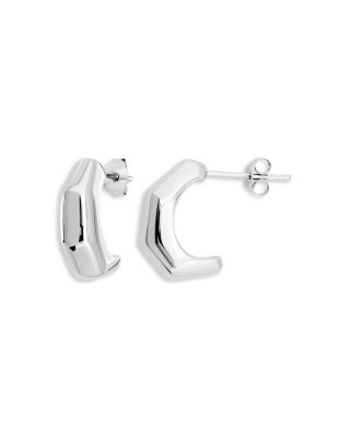 Angular Half Hoop Earrings in Sterling Silver - Exclusive