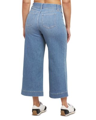 Cropped Wide Leg Jeans in Stonewashed Blue