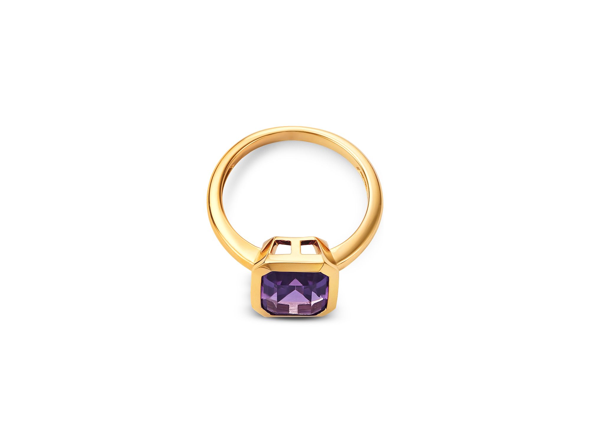 Amethyst Bezel Ring in 14K Yellow Gold — Image 3