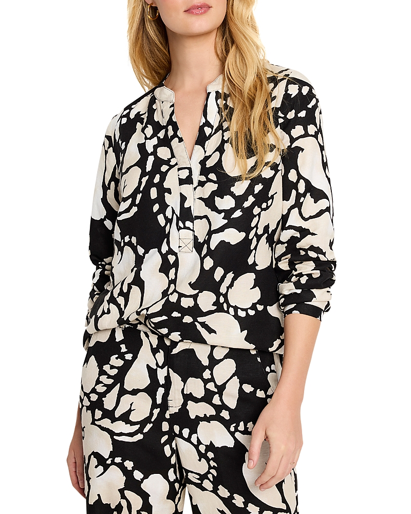 Nic + Zoe Evening Petal Woven Shirt In Black Multi In Black Multi