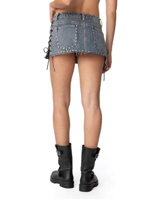 Casey Lace Up Denim Mini Skirt