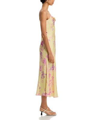 Elyria Oona Yellow Satin Maxi Dress