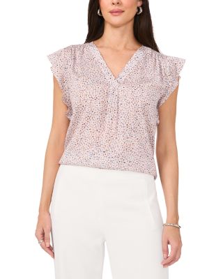 VINCE CAMUTO - Ruffled Sleeve V Neck Top