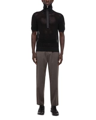 Short Sleeve Mesh Quarter-Zip Sweater