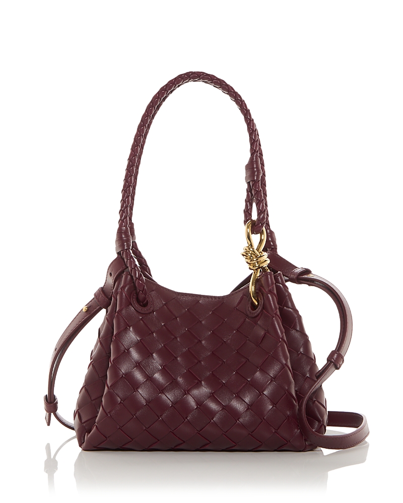 Bottega Veneta Small Parachute Intrecciato Leather Shoulder Bag In Barolo/brass