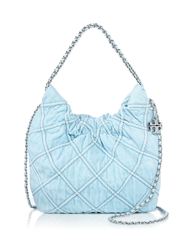 Tory Burch Mini Fleming Hobo Bag In Blue