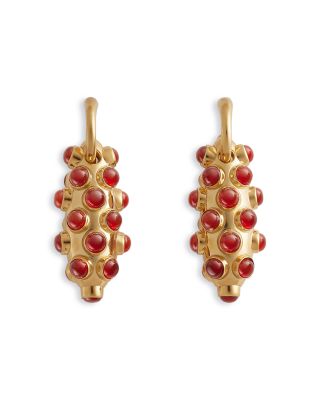 Carnelian Small Ellipse Drop Earrings in 18K Gold Plated Sterling Silver