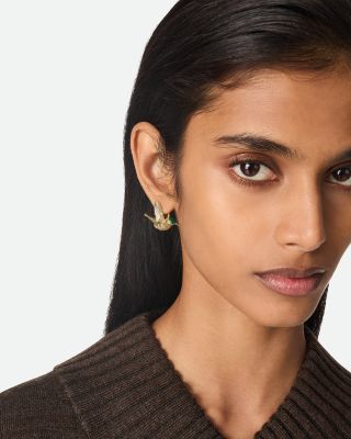 Colibri Bird Drop Earrings in 18K Gold Plated Sterling Silver