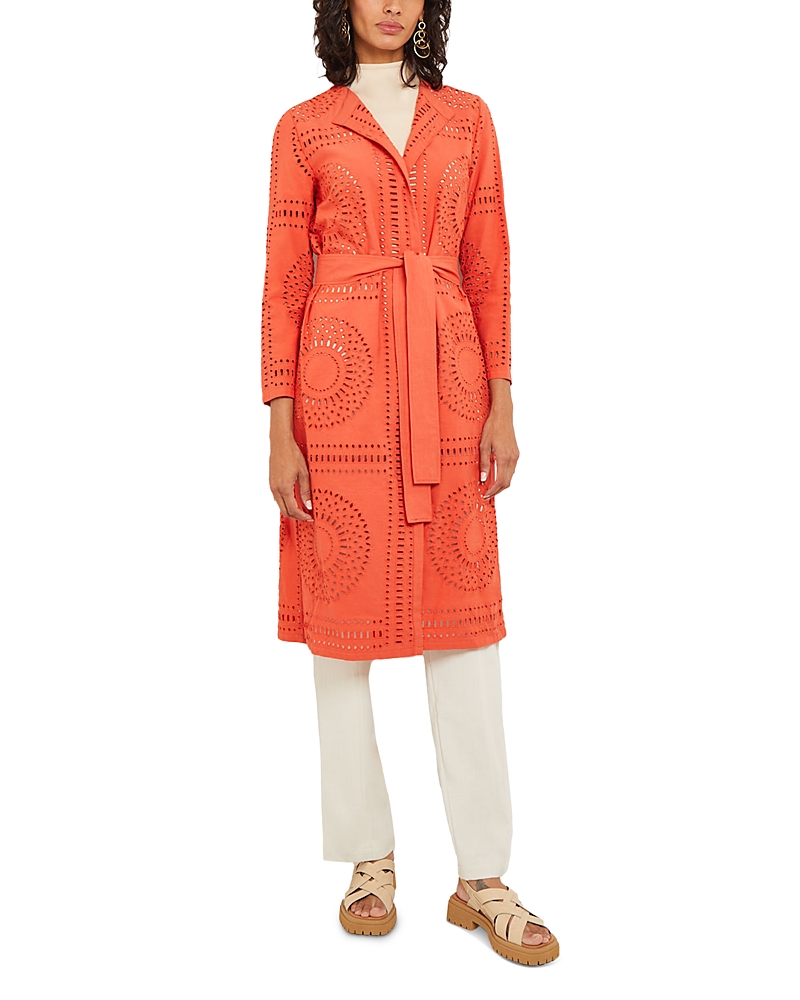 Misook Eyelet Embroidery Topper Jacket In Spice