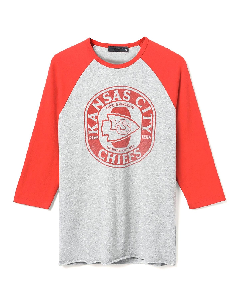 Junk Food Clothing Unisex Nfl Kansas City Chiefs Elite Raglan In Heather Grey/licorice