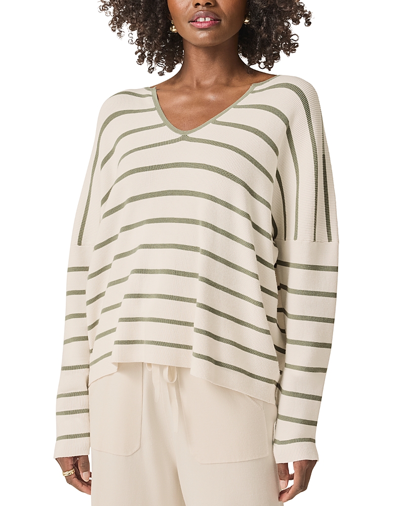 Splendid Veronica Stripe Sweater In Moonstone/soft Vob